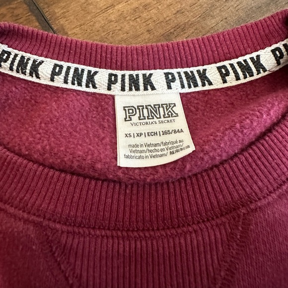 Victoria’s Secret PINK Burgundy Wine Maroon Sweatshirt - Picture 5 of 5
